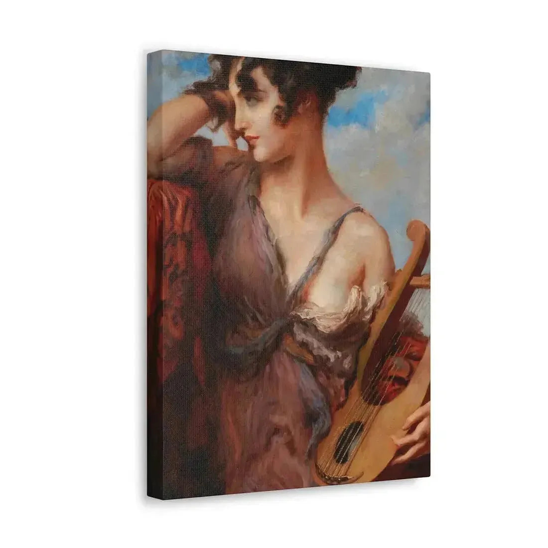 Leopold Schmutzler (1864-1940) Woman with Lyre - Canvas Wall Art - The Sticker Space