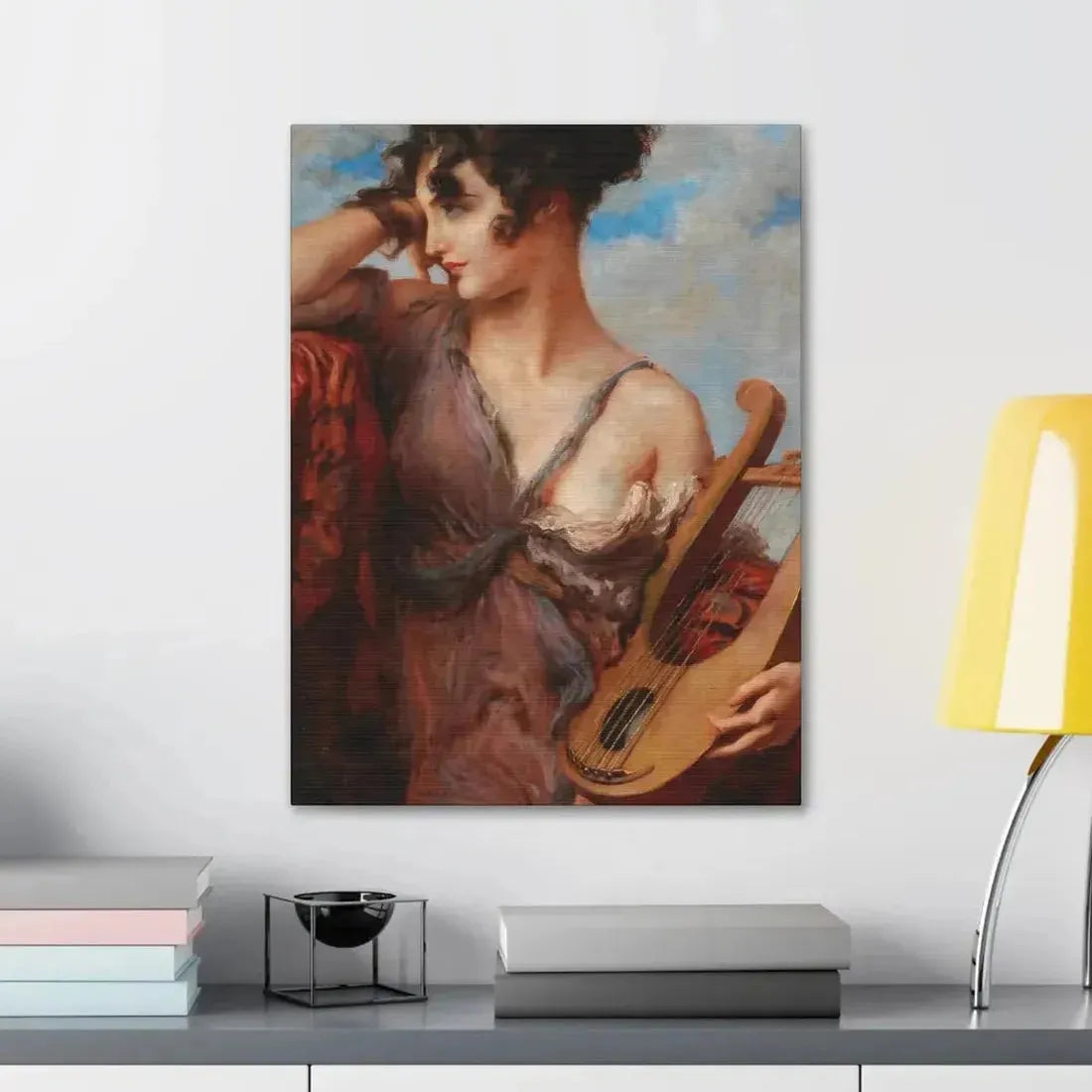 Leopold Schmutzler (1864-1940) Woman with Lyre - Canvas Wall Art - The Sticker Space