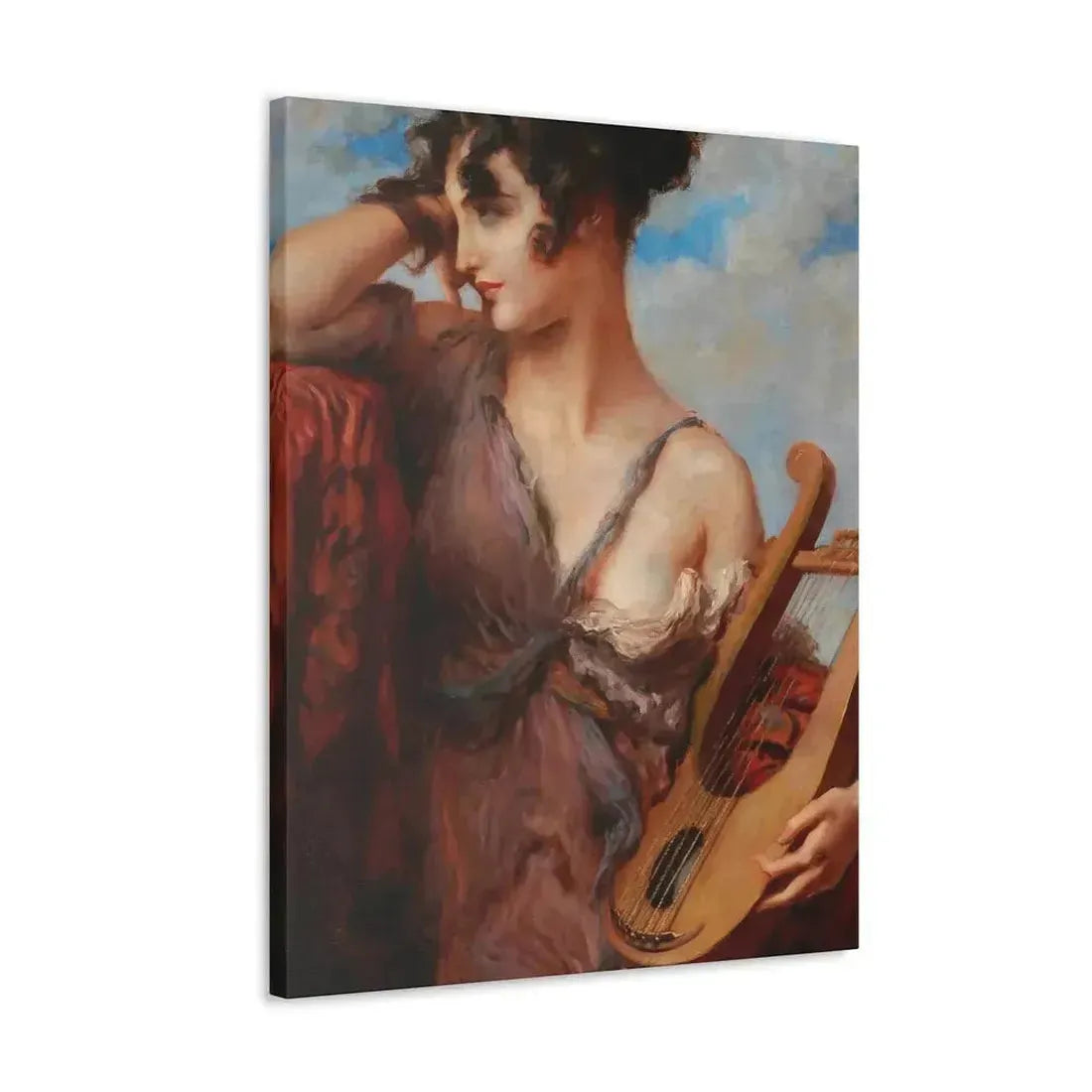 Leopold Schmutzler (1864-1940) Woman with Lyre - Canvas Wall Art - The Sticker Space