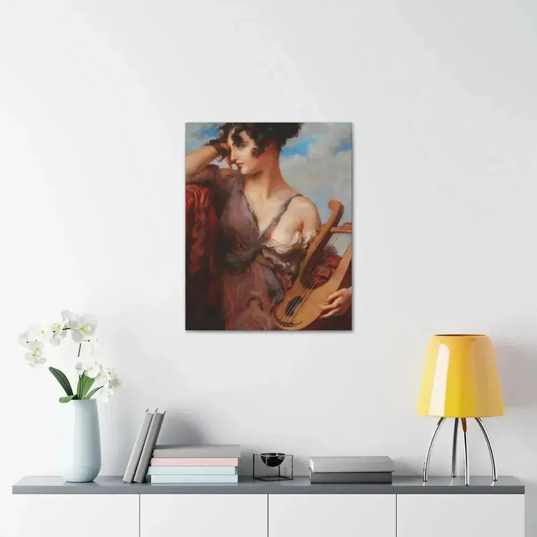 Leopold Schmutzler (1864-1940) Woman with Lyre - Canvas Wall Art - The Sticker Space