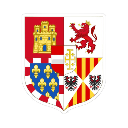 Lesser Arms of Charles V of Naples and III of Sicily (Spain) (Coat of Arms) STICKER Vinyl Kiss-Cut Decal 4 Inch White - The Sticker Space