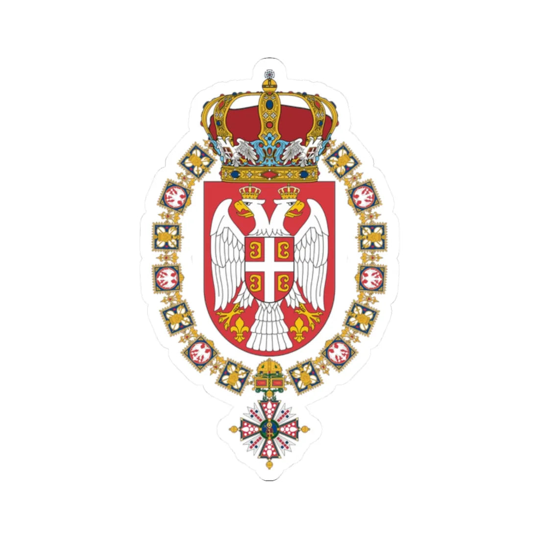 Lesser arms of the first son of the Head of the House of Karadjordjevic (Serbia) (Coat of Arms) STICKER Vinyl Kiss-Cut Decal 2 Inch White - The Sticker Space