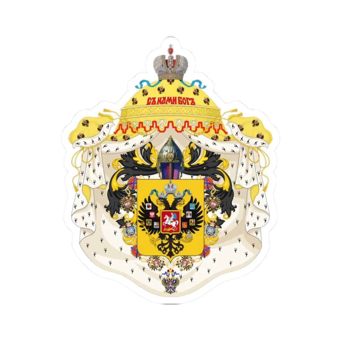 Lesser CoA of the empire of Russia (Russia) (Coat of Arms) STICKER Vinyl Kiss-Cut Decal 2 Inch White - The Sticker Space