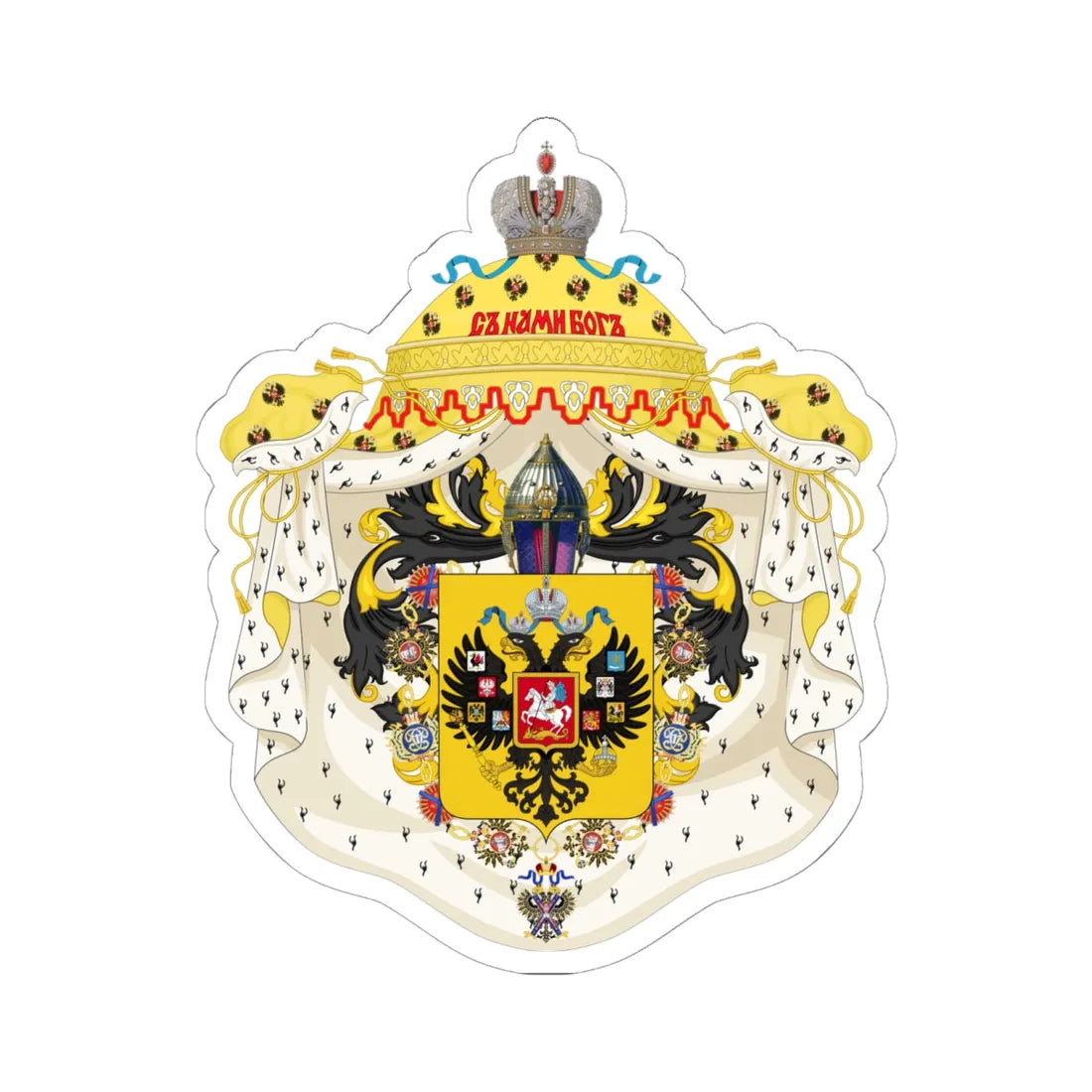 Lesser CoA of the empire of Russia (Russia) (Coat of Arms) STICKER Vinyl Kiss-Cut Decal 6 Inch White - The Sticker Space