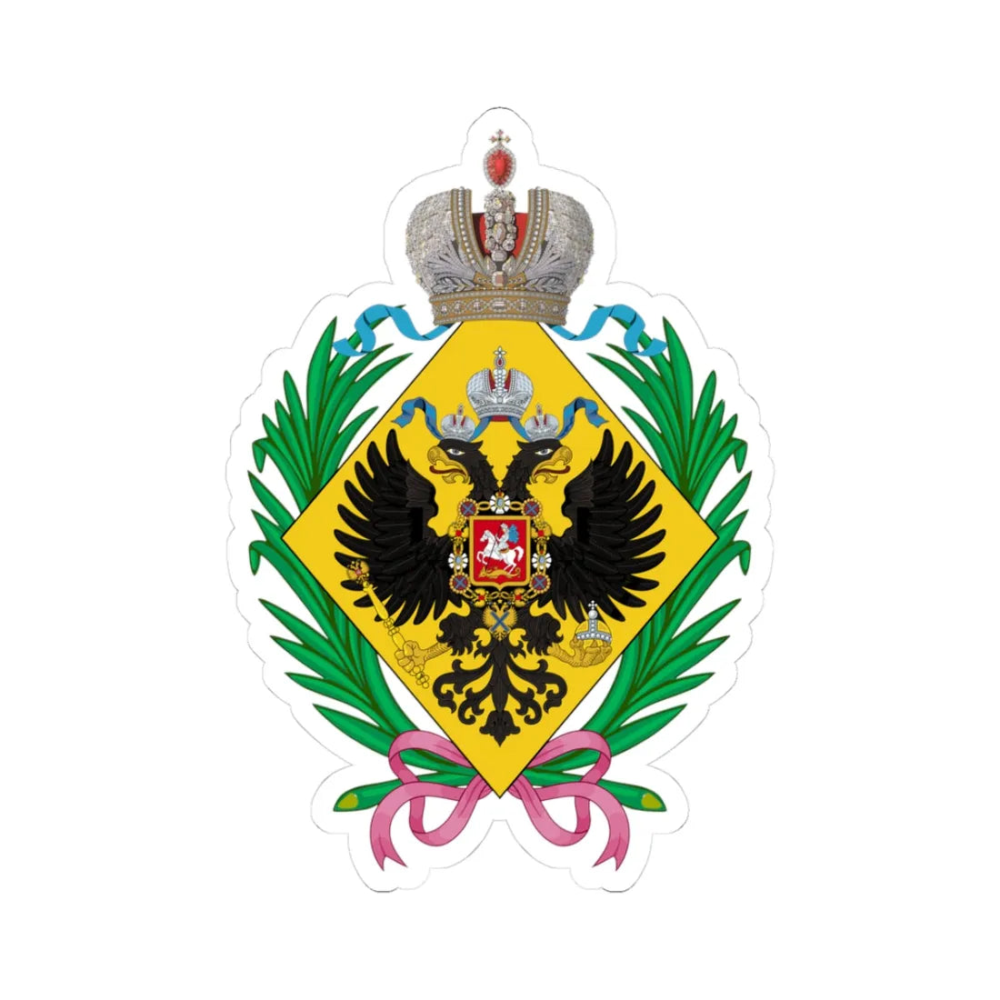 Lesser CoA of the great granddaughters of the emperor of Russia (Russia) (Coat of Arms) STICKER Vinyl Kiss-Cut Decal 3 Inch White - The Sticker Space