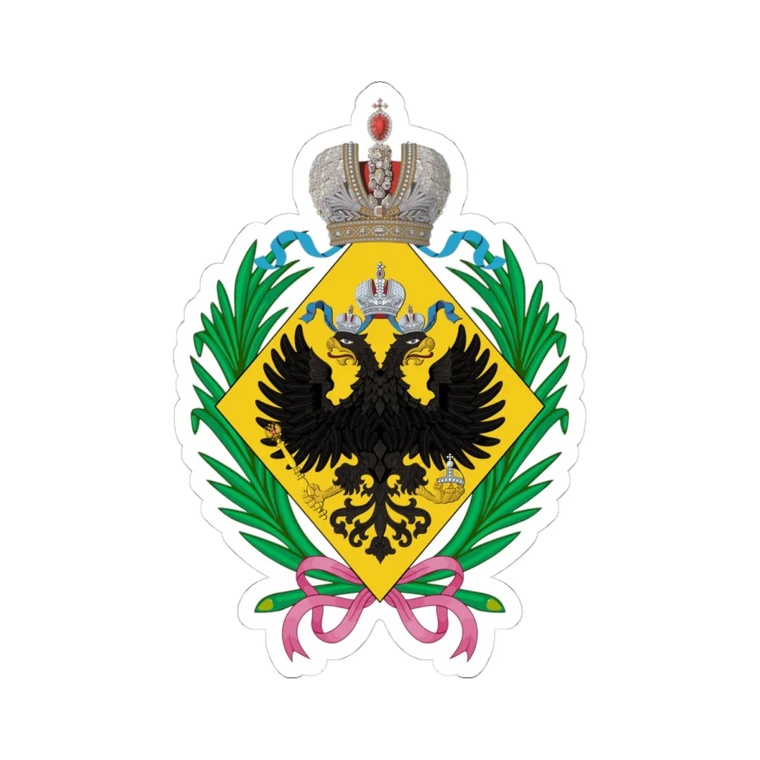 Lesser CoA of the princesses of Russia 5th generation (Russia) (Coat of Arms) STICKER Vinyl Kiss-Cut Decal 4 Inch White - The Sticker Space