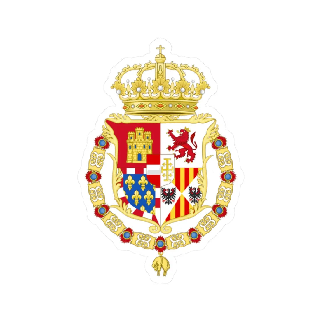 Lesser Coat of Arms of Charles V of Naples and III of Sicily (Austria) (Coat of Arms) STICKER Vinyl Kiss-Cut Decal 2 Inch White - The Sticker Space