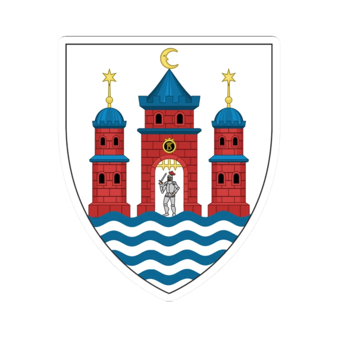 Lesser coat of arms of Copenhagen (Denmark) (Coat of Arms) STICKER Vinyl Kiss-Cut Decal 2 Inch White - The Sticker Space