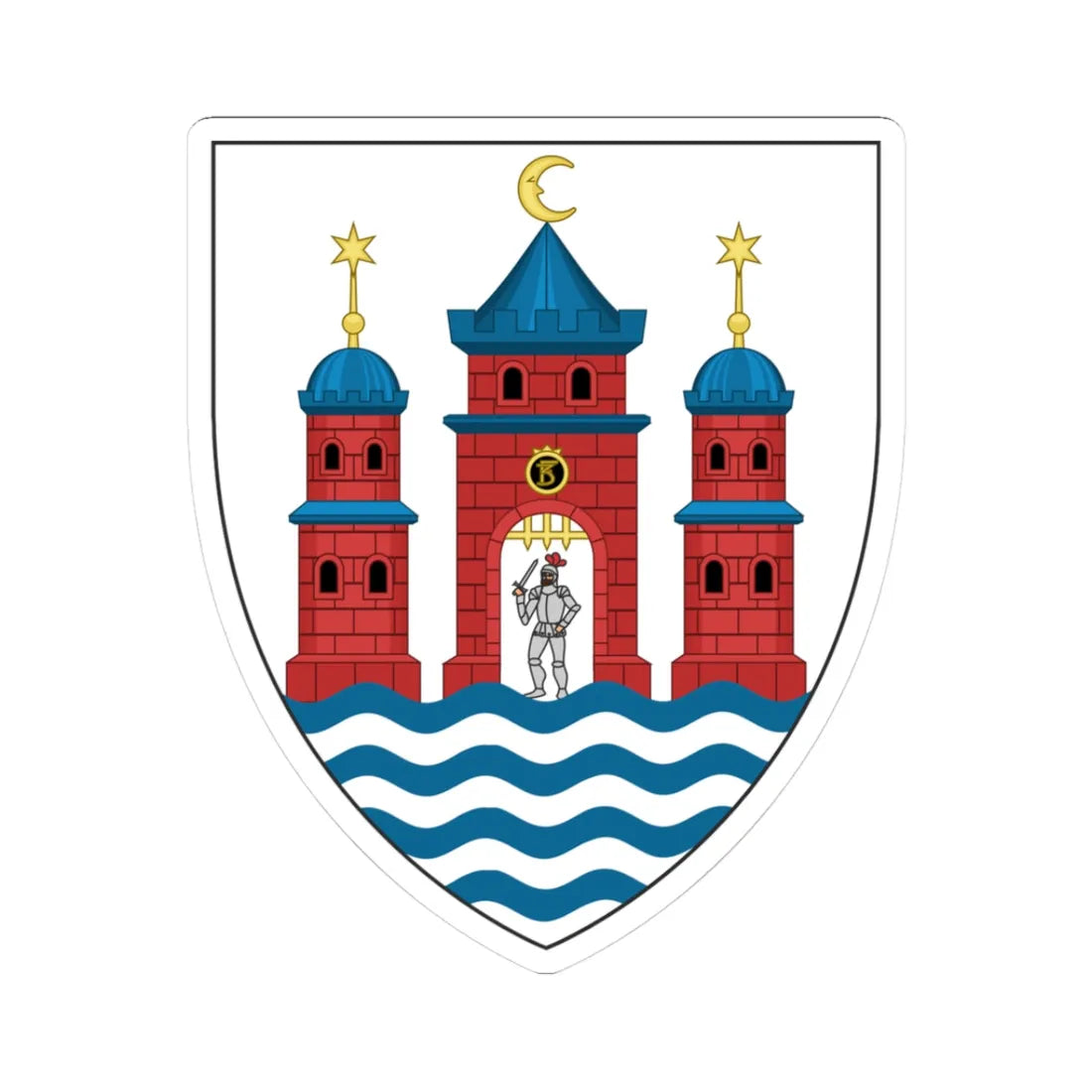 Lesser coat of arms of Copenhagen (Denmark) (Coat of Arms) STICKER Vinyl Kiss-Cut Decal 3 Inch White - The Sticker Space