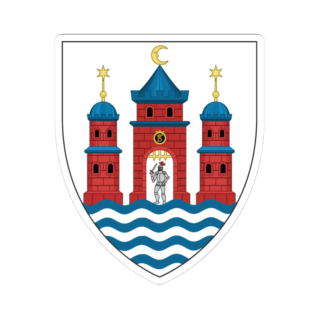 Lesser coat of arms of Copenhagen (Denmark) (Coat of Arms) STICKER Vinyl Kiss-Cut Decal 4 Inch White - The Sticker Space