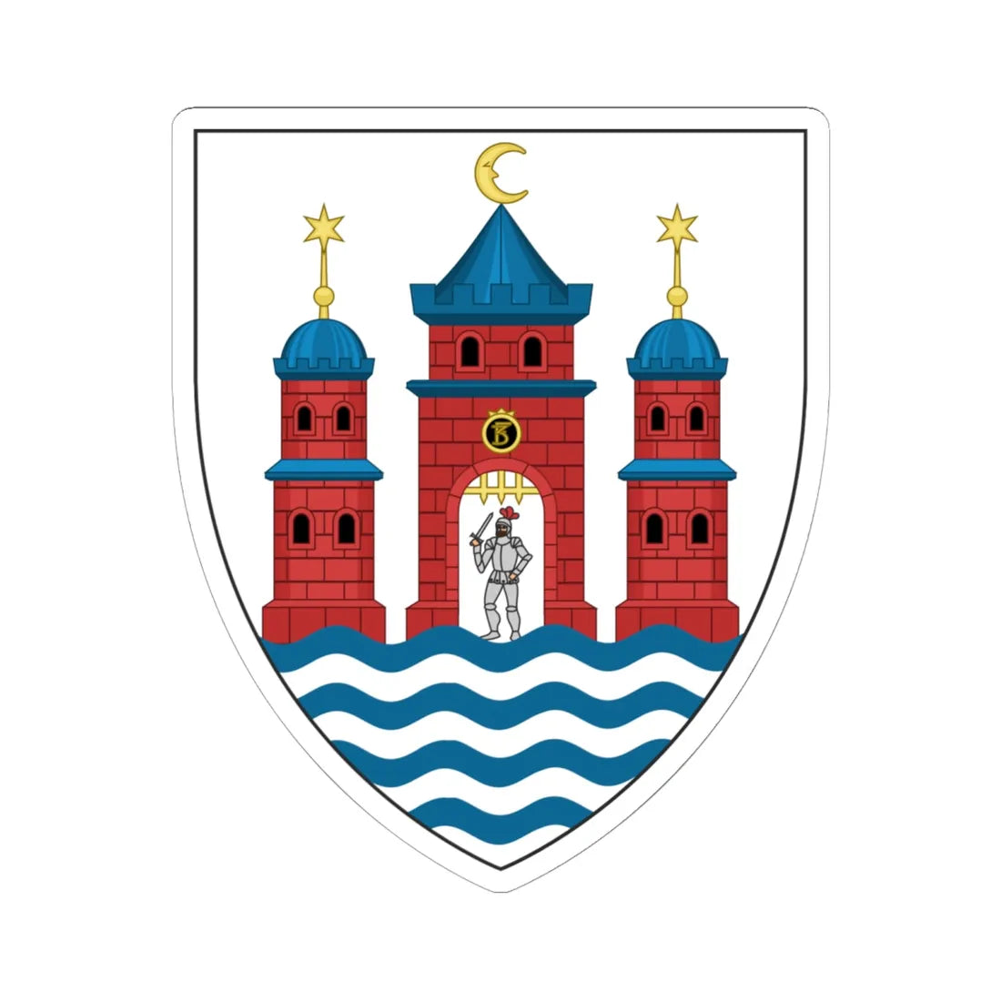 Lesser coat of arms of Copenhagen (Denmark) (Coat of Arms) STICKER Vinyl Kiss-Cut Decal 6 Inch White - The Sticker Space