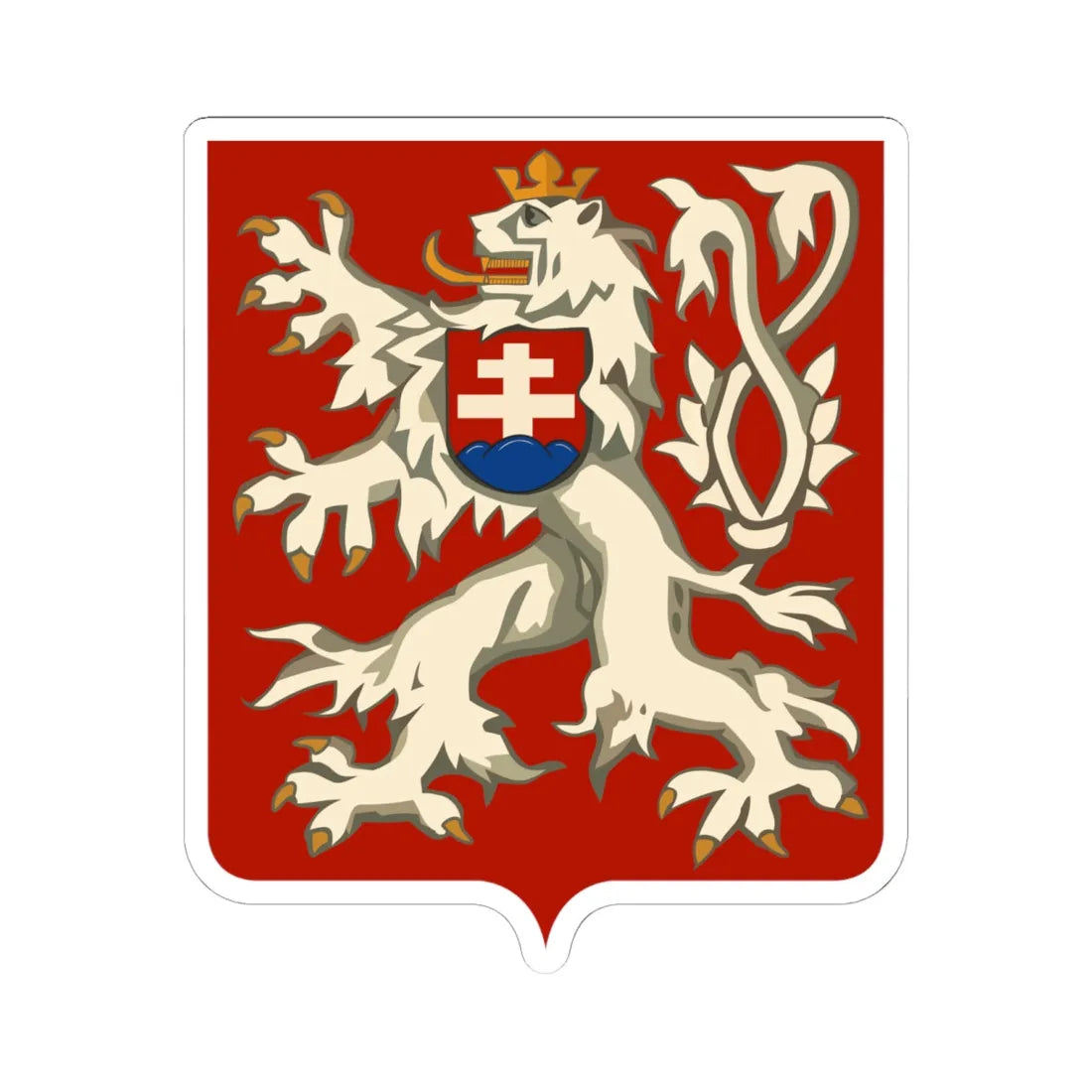 Lesser coat of arms of Czechoslovakia (Slovakia) (Coat of Arms) STICKER Vinyl Kiss-Cut Decal 6 Inch White - The Sticker Space