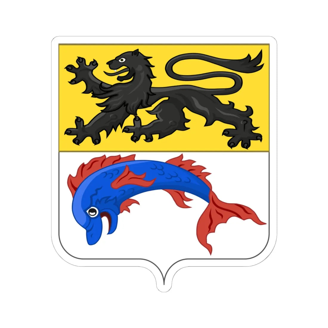 Lesser Coat of Arms of Dunkerque 17th century (France) (Coat of Arms) STICKER Vinyl Kiss-Cut Decal 6 Inch White - The Sticker Space