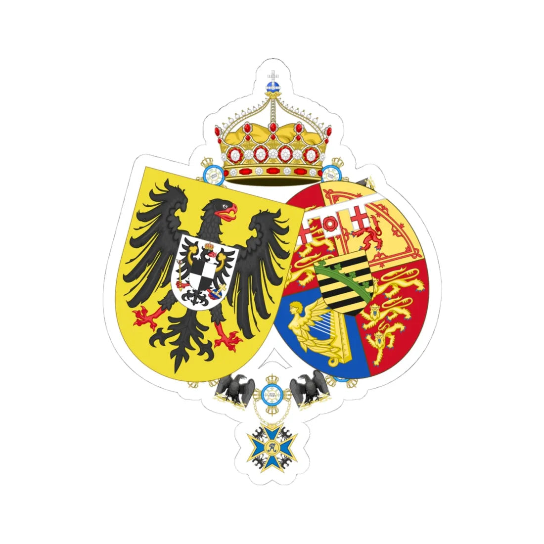 Lesser Coat of Arms of Empress Victoria (Germany) (Coat of Arms) STICKER Vinyl Kiss-Cut Decal 4 Inch White - The Sticker Space