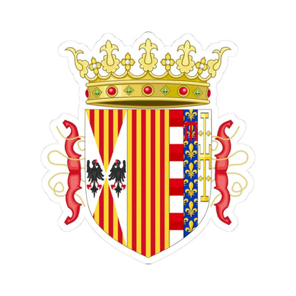 Lesser Coat of Arms of Ferdinand II of Aragon Both Sicilies and Count of Barcelona 1504-1516 (Italy) (Coat of Arms) STICKER Vinyl Kiss-Cut Decal 3 Inch White - The Sticker Space