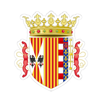 Lesser Coat of Arms of Ferdinand II of Aragon Both Sicilies and Count of Barcelona 1504-1516 (Italy) (Coat of Arms) STICKER Vinyl Kiss-Cut Decal 6 Inch White - The Sticker Space