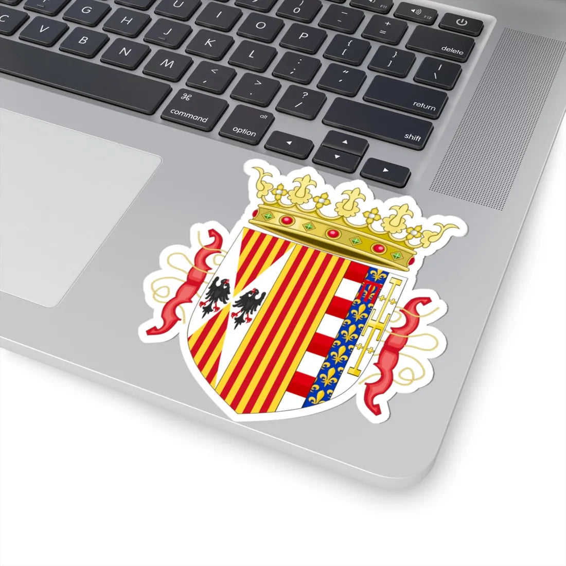 Lesser Coat of Arms of Ferdinand II of Aragon Both Sicilies and Count of Barcelona 1504-1516 (Italy) (Coat of Arms) STICKER Vinyl Kiss-Cut Decal - The Sticker Space