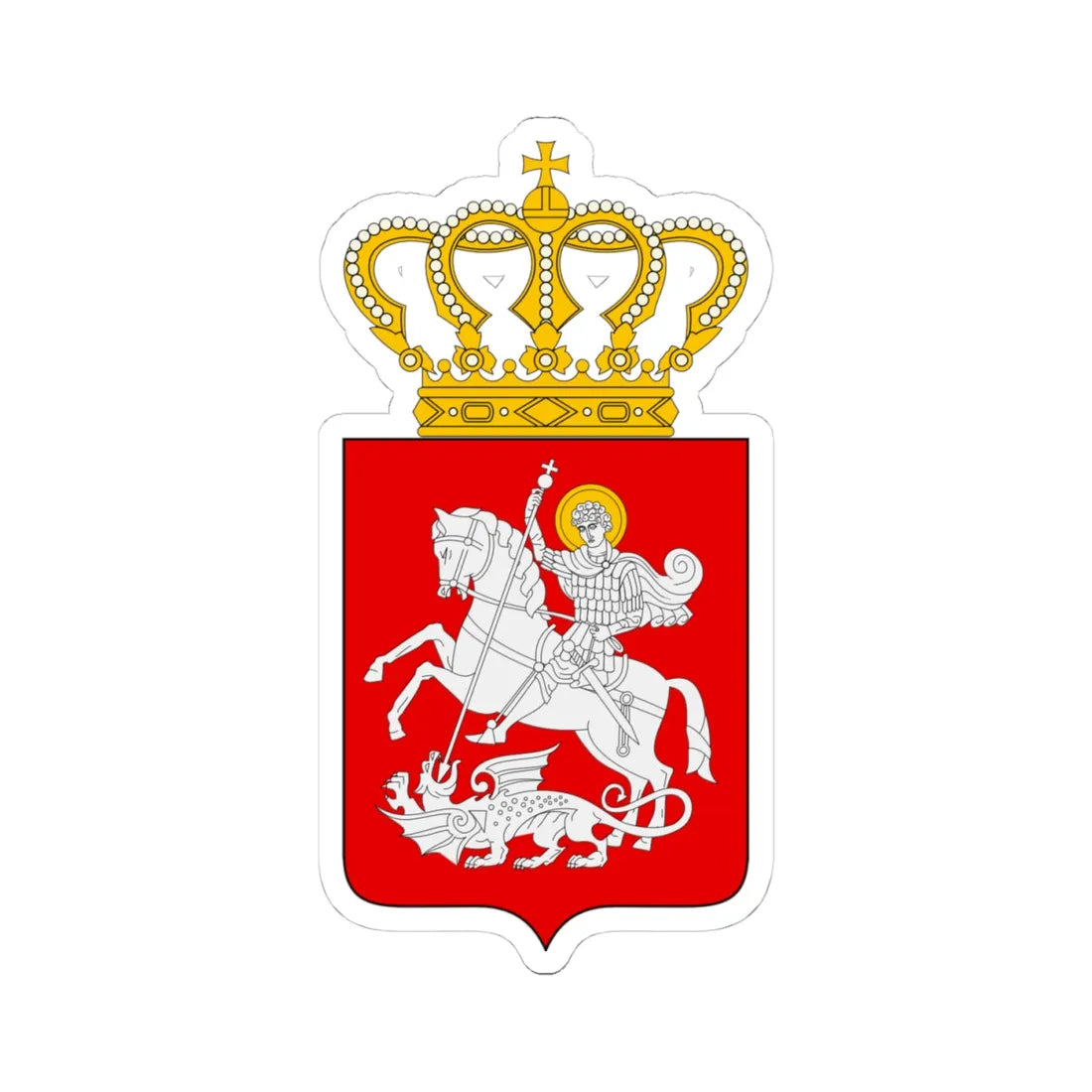 Lesser coat of arms of Georgia (Georgia) (Coat of Arms) STICKER Vinyl Kiss-Cut Decal 4 Inch White - The Sticker Space