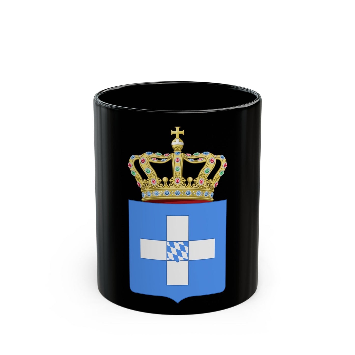 Lesser Coat of Arms of Greece (Wittelsbach) - Black Coffee Mug-11oz-The Sticker Space