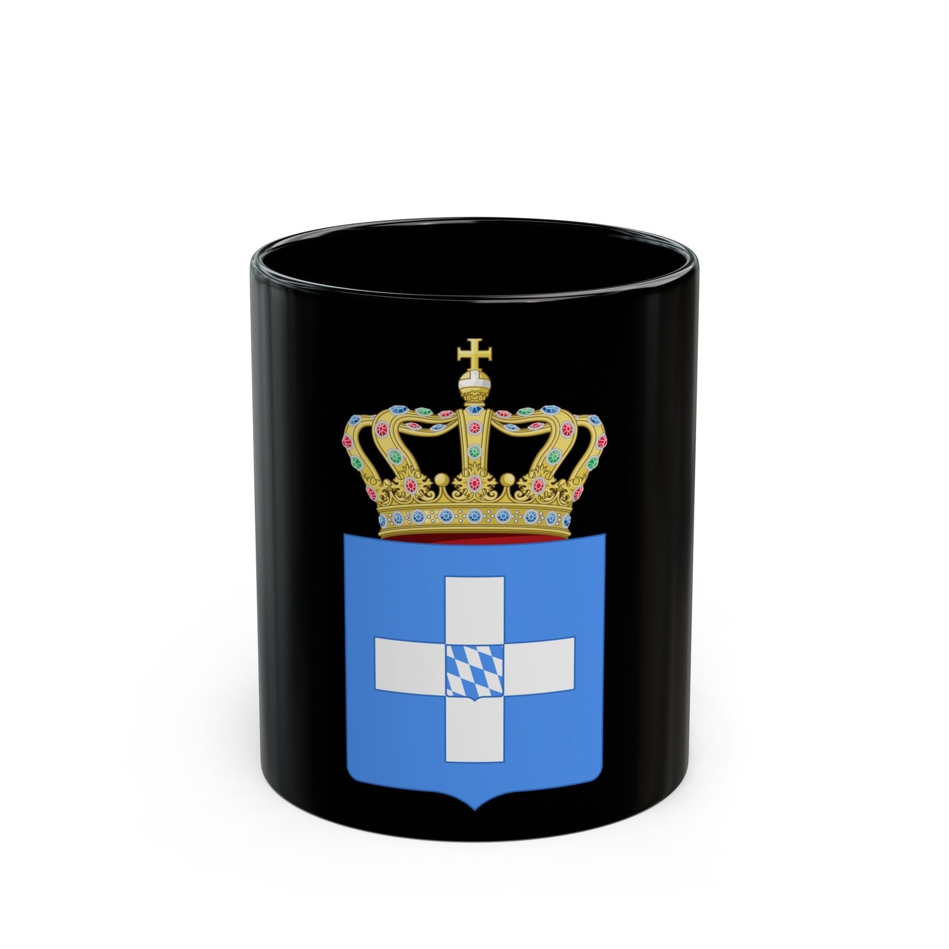 Lesser Coat of Arms of Greece (Wittelsbach) - Black Coffee Mug-11oz-The Sticker Space