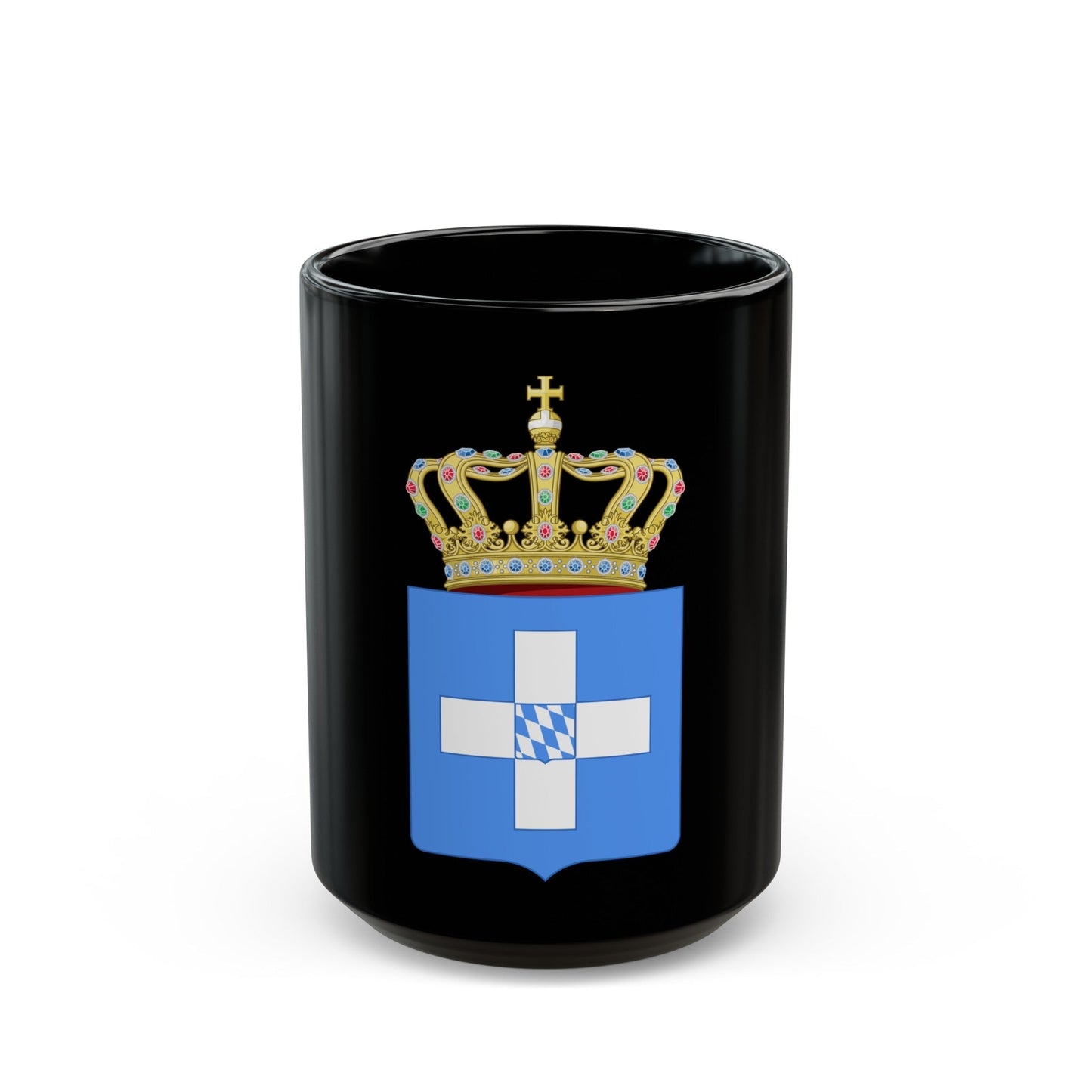 Lesser Coat of Arms of Greece (Wittelsbach) - Black Coffee Mug-15oz-The Sticker Space