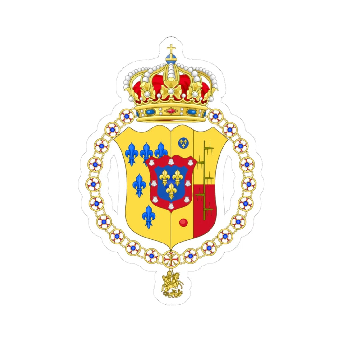 Lesser Coat of Arms of House of Bourbon-Parma (Italy) (Coat of Arms) STICKER Vinyl Kiss-Cut Decal 3 Inch White - The Sticker Space