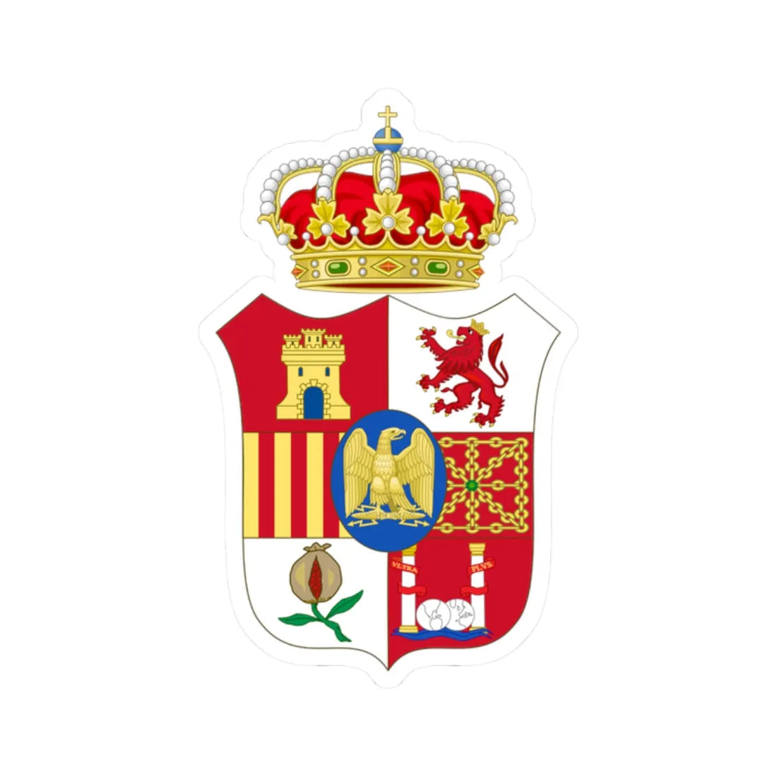 Lesser Coat of Arms of Joseph Bonaparte as King of Spain (Spain) (Coat of Arms) STICKER Vinyl Kiss-Cut Decal 2 Inch White - The Sticker Space