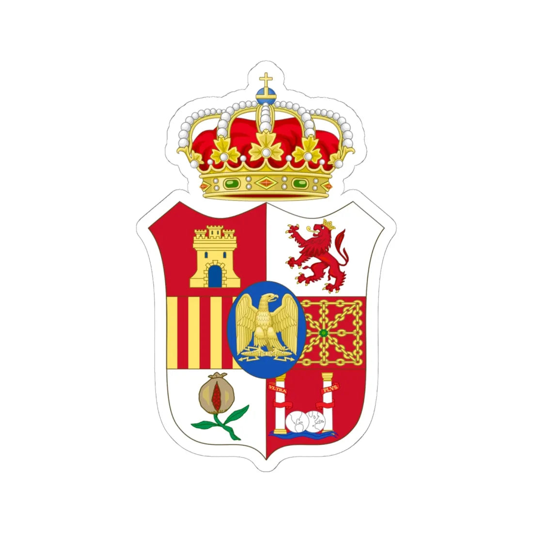 Lesser Coat of Arms of Joseph Bonaparte as King of Spain (Spain) (Coat of Arms) STICKER Vinyl Kiss-Cut Decal 6 Inch White - The Sticker Space
