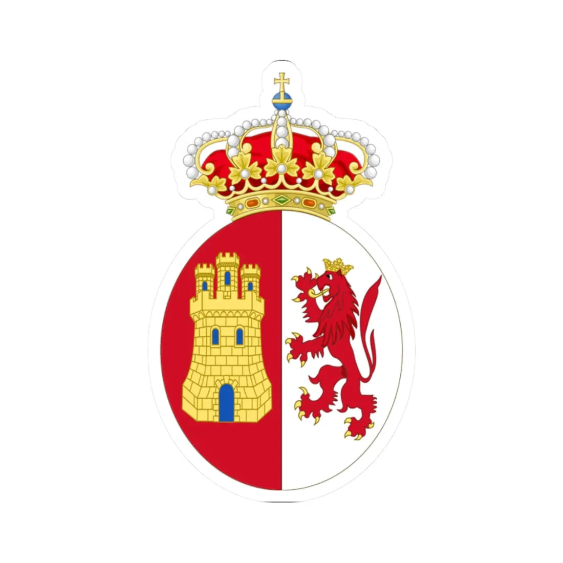 Lesser Coat of arms of Spain 1785-1873 and 1875-1931-Version of the Flag (Costa Rica) (Coat of Arms) STICKER Vinyl Kiss-Cut Decal 2 Inch White - The Sticker Space