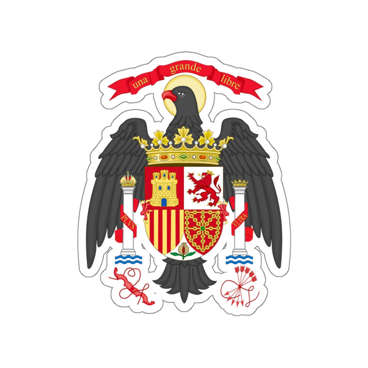 Lesser Coat of Arms of Spain (1977-1981) STICKER Vinyl Die-Cut Decal-White-The Sticker Space