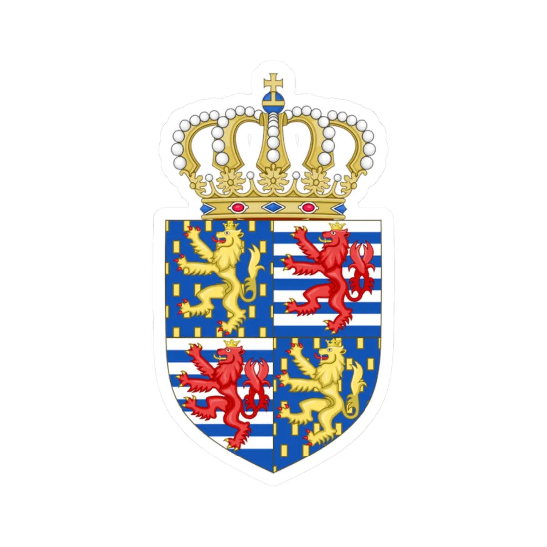 Lesser coat of arms of the Grand Duke of Luxembourg 1898-2000 (Luxembourg) (Coat of Arms) STICKER Vinyl Kiss-Cut Decal 2 Inch White - The Sticker Space