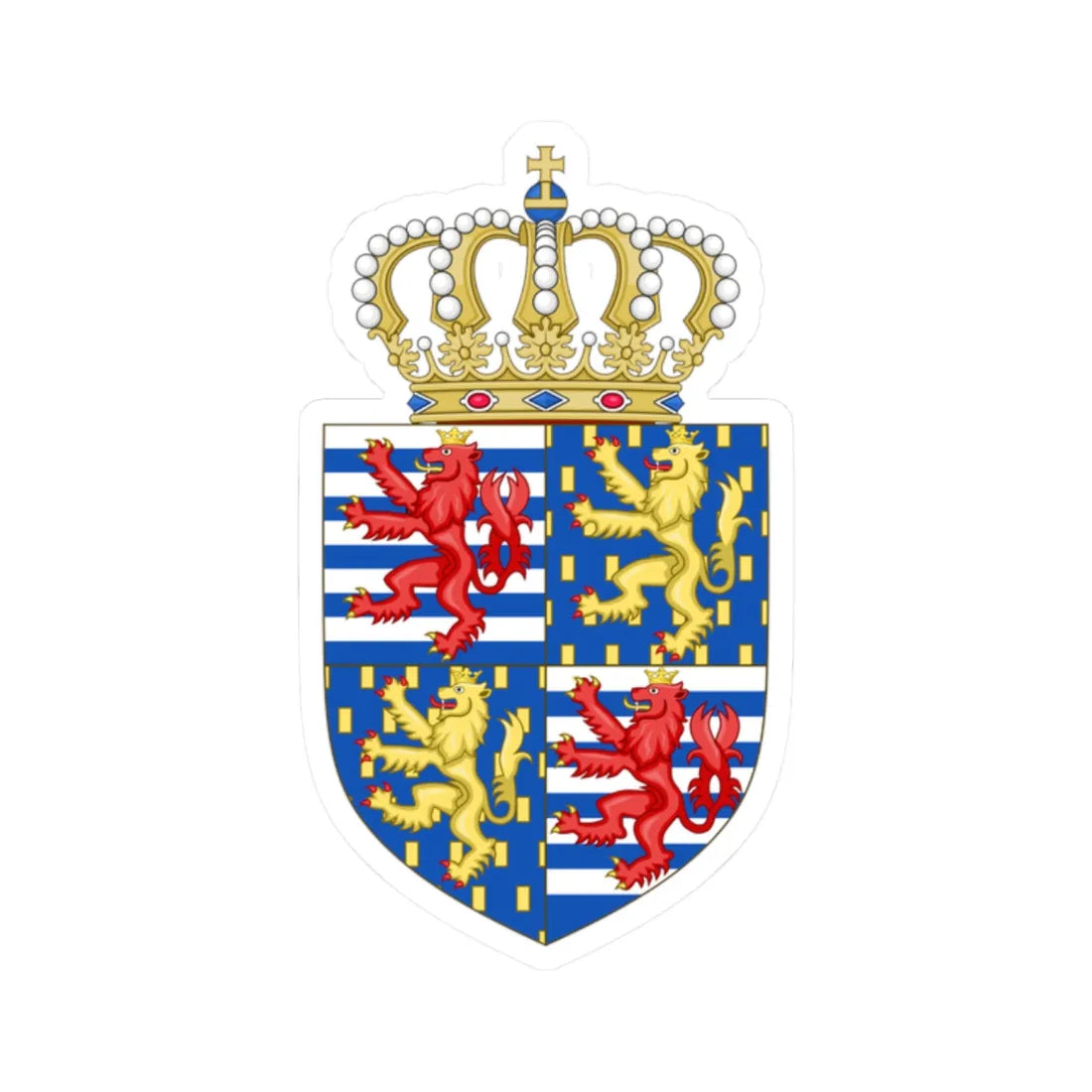 Lesser coat of arms of the Grand Duke of Luxembourg 2000 (Luxembourg) (Coat of Arms) STICKER Vinyl Kiss-Cut Decal 2 Inch White - The Sticker Space