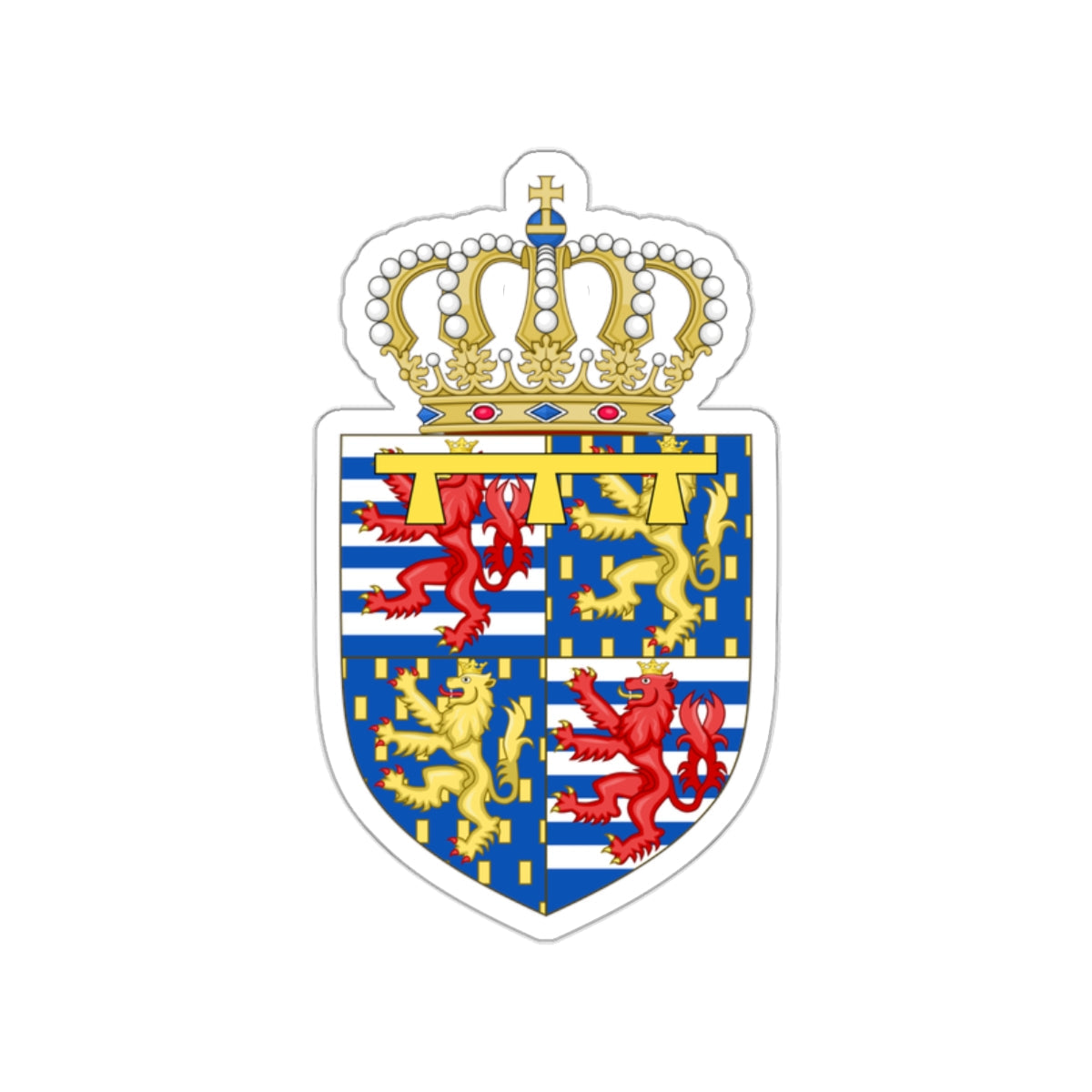 Lesser coat of arms of the Hereditary Grand Duke of Luxembourg (2000) STICKER Vinyl Die-Cut Decal-White-The Sticker Space