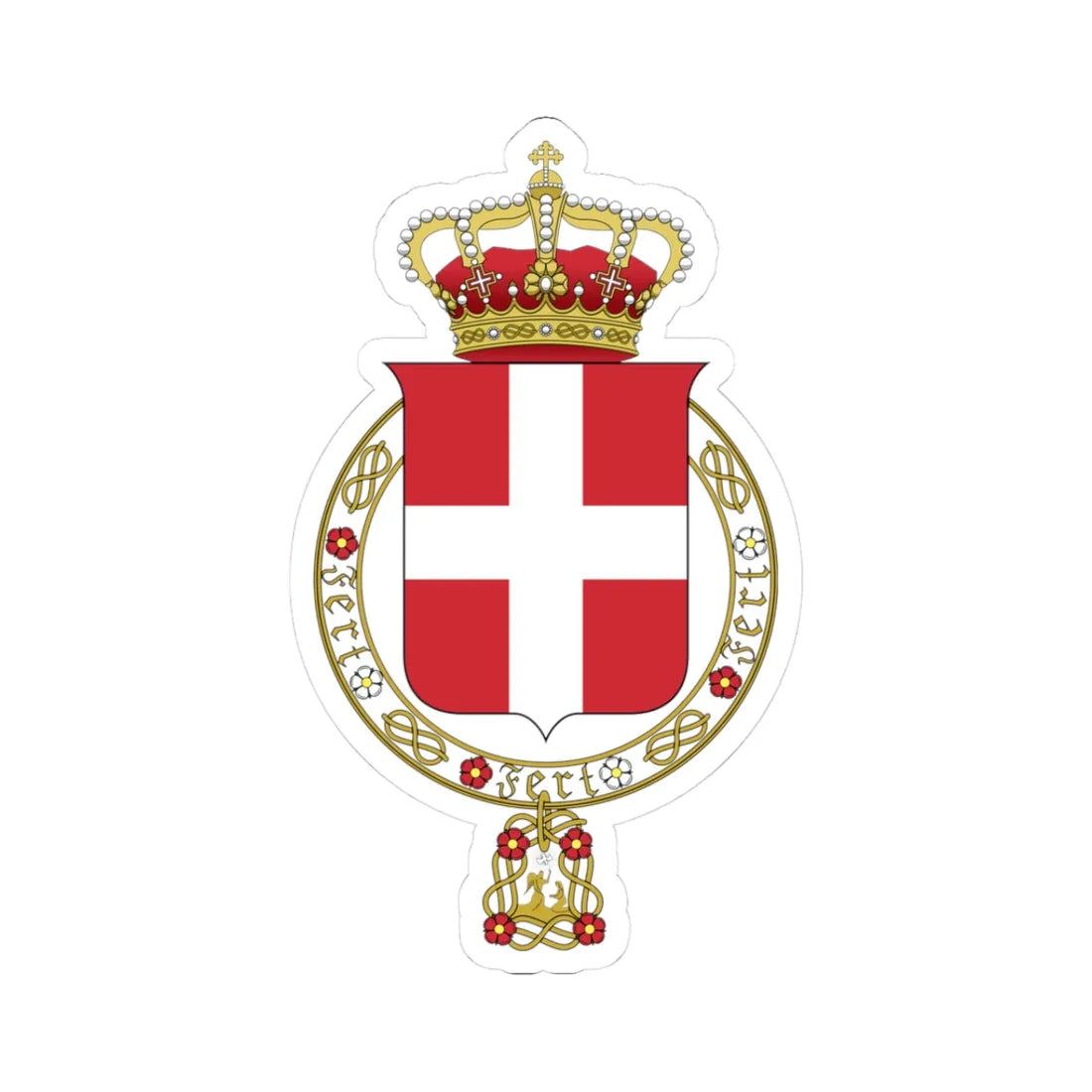 Lesser coat of arms of the Kingdom of Italy 1890 alternate (Italy) (Coat of Arms) STICKER Vinyl Kiss-Cut Decal 3 Inch White - The Sticker Space