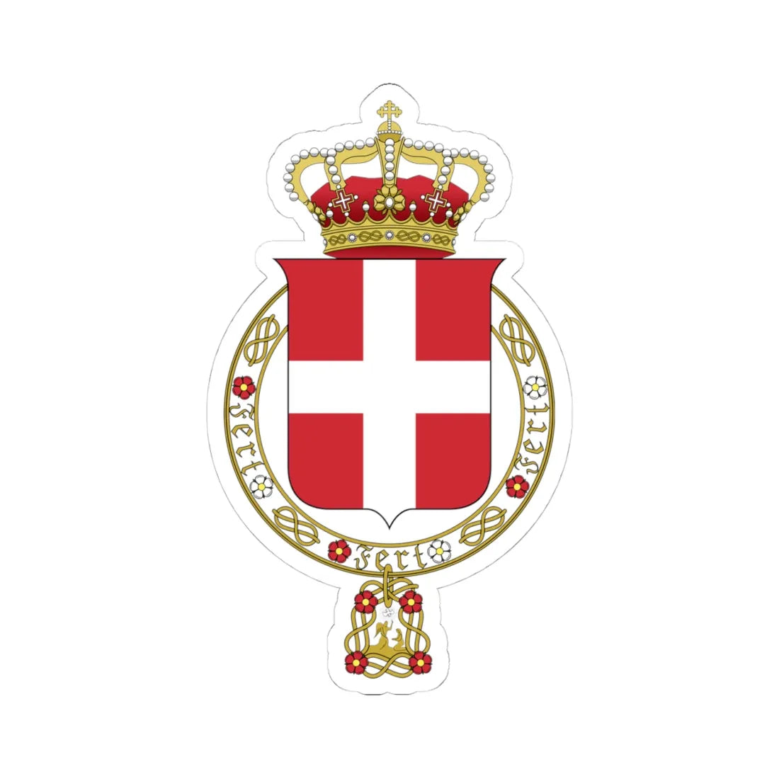 Lesser coat of arms of the Kingdom of Italy 1890 alternate (Italy) (Coat of Arms) STICKER Vinyl Kiss-Cut Decal 4 Inch White - The Sticker Space