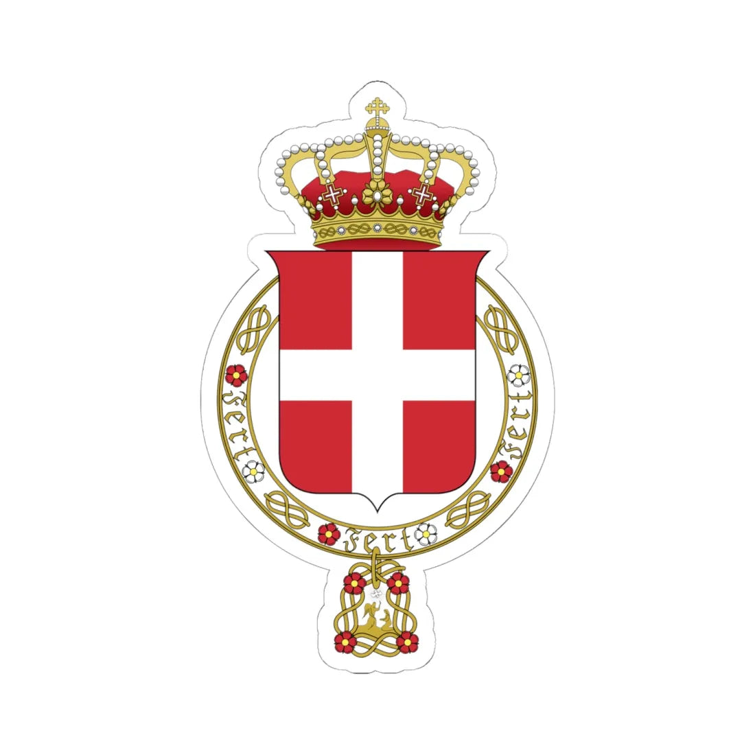 Lesser coat of arms of the Kingdom of Italy 1890 alternate (Italy) (Coat of Arms) STICKER Vinyl Kiss-Cut Decal 6 Inch White - The Sticker Space