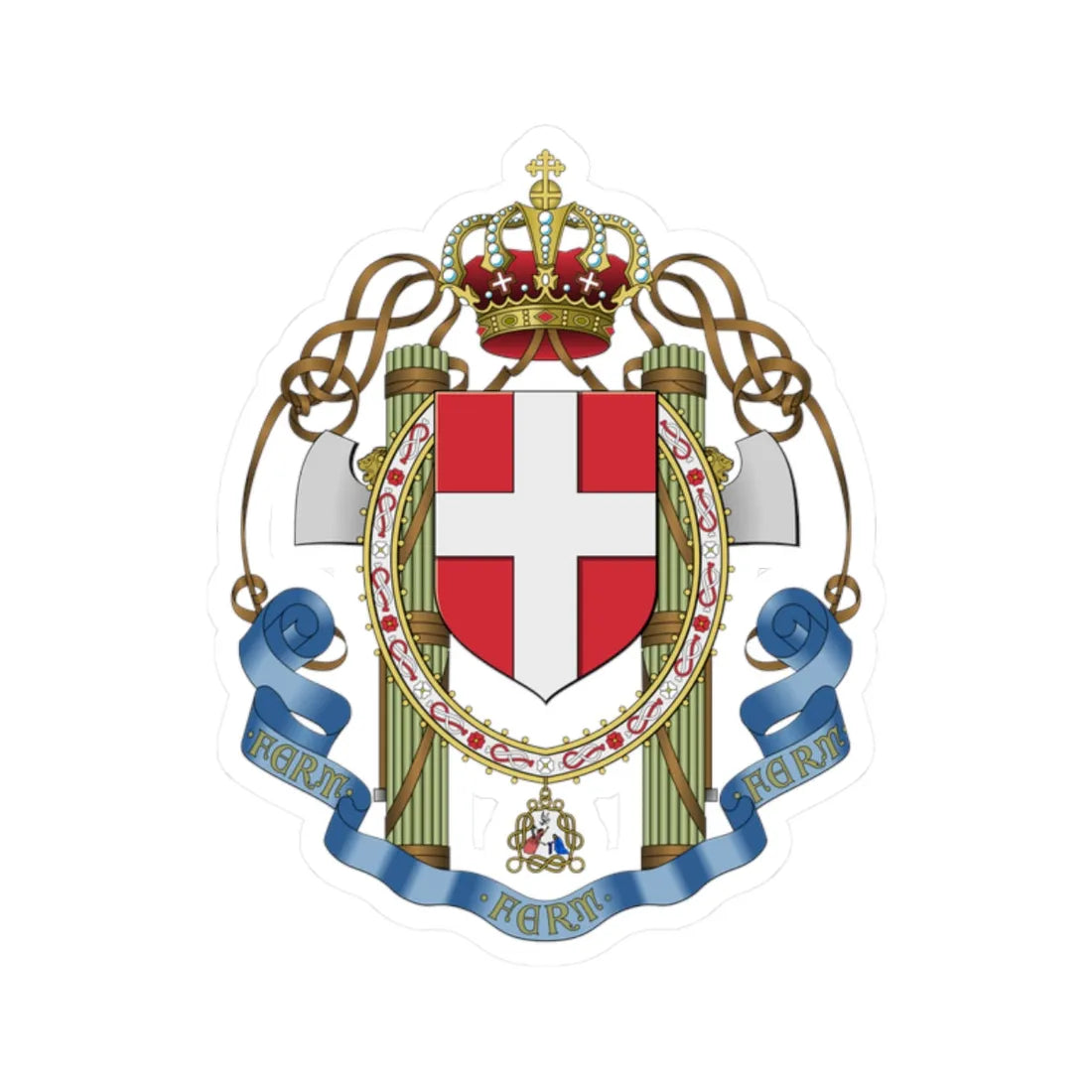 Lesser coat of arms of the Kingdom of Italy 1929-1943 (Italy) (Coat of Arms) STICKER Vinyl Kiss-Cut Decal 2 Inch White - The Sticker Space