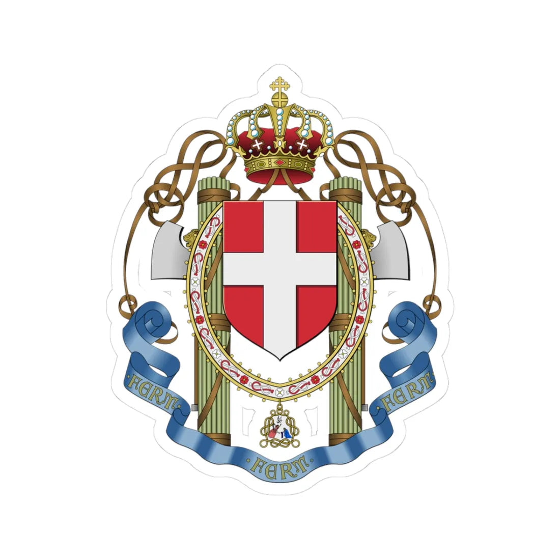 Lesser coat of arms of the Kingdom of Italy 1929-1943 (Italy) (Coat of Arms) STICKER Vinyl Kiss-Cut Decal 3 Inch White - The Sticker Space