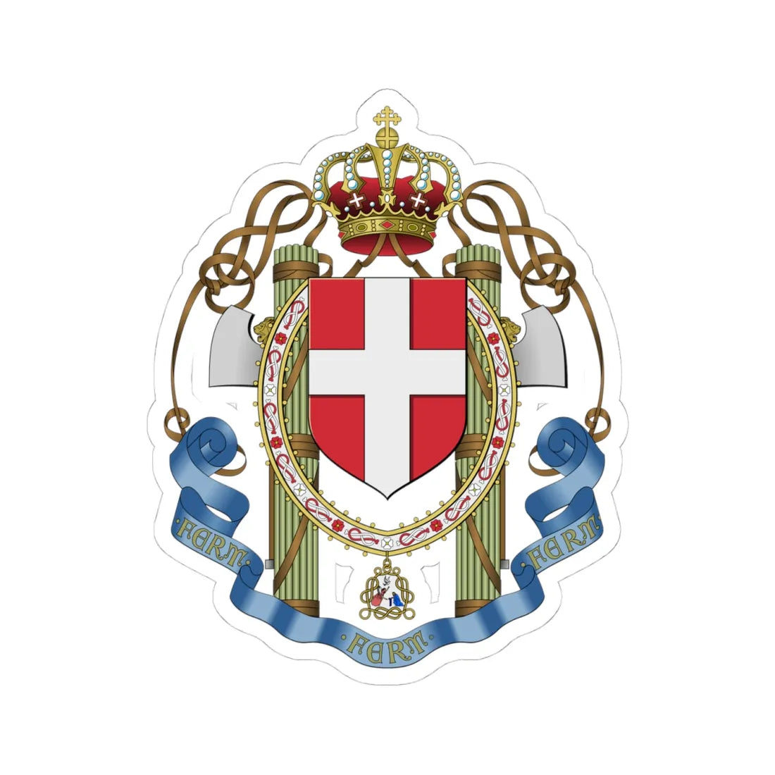 Lesser coat of arms of the Kingdom of Italy 1929-1943 (Italy) (Coat of Arms) STICKER Vinyl Kiss-Cut Decal 4 Inch White - The Sticker Space