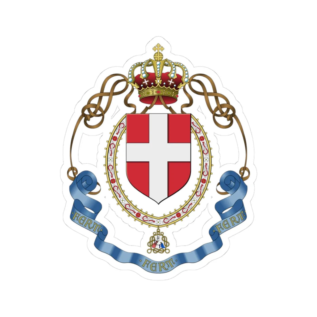 Lesser coat of arms of the Kingdom of Italy 1943-1943 (Italy) (Coat of Arms) STICKER Vinyl Kiss-Cut Decal 3 Inch White - The Sticker Space