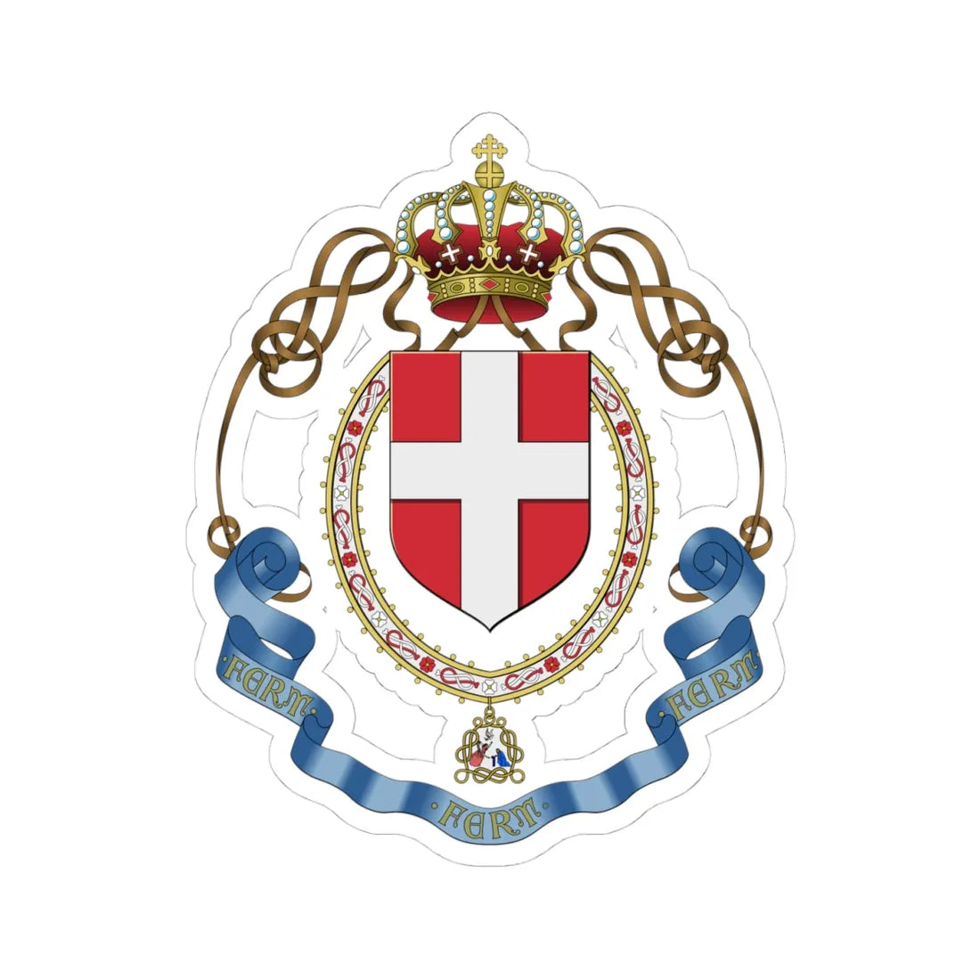 Lesser coat of arms of the Kingdom of Italy 1943-1943 (Italy) (Coat of Arms) STICKER Vinyl Kiss-Cut Decal 4 Inch White - The Sticker Space