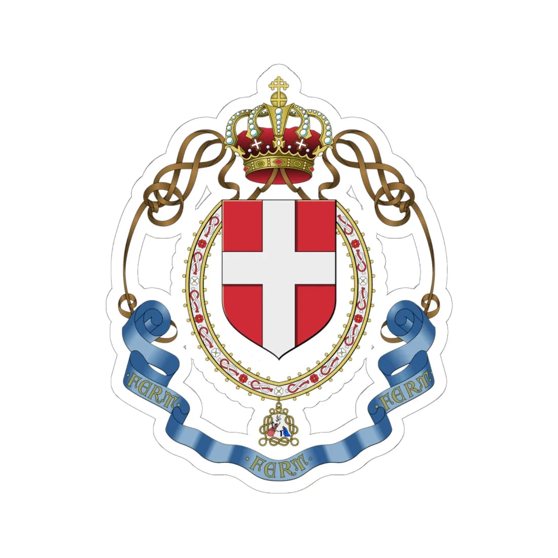 Lesser coat of arms of the Kingdom of Italy 1943-1943 (Italy) (Coat of Arms) STICKER Vinyl Kiss-Cut Decal 6 Inch White - The Sticker Space