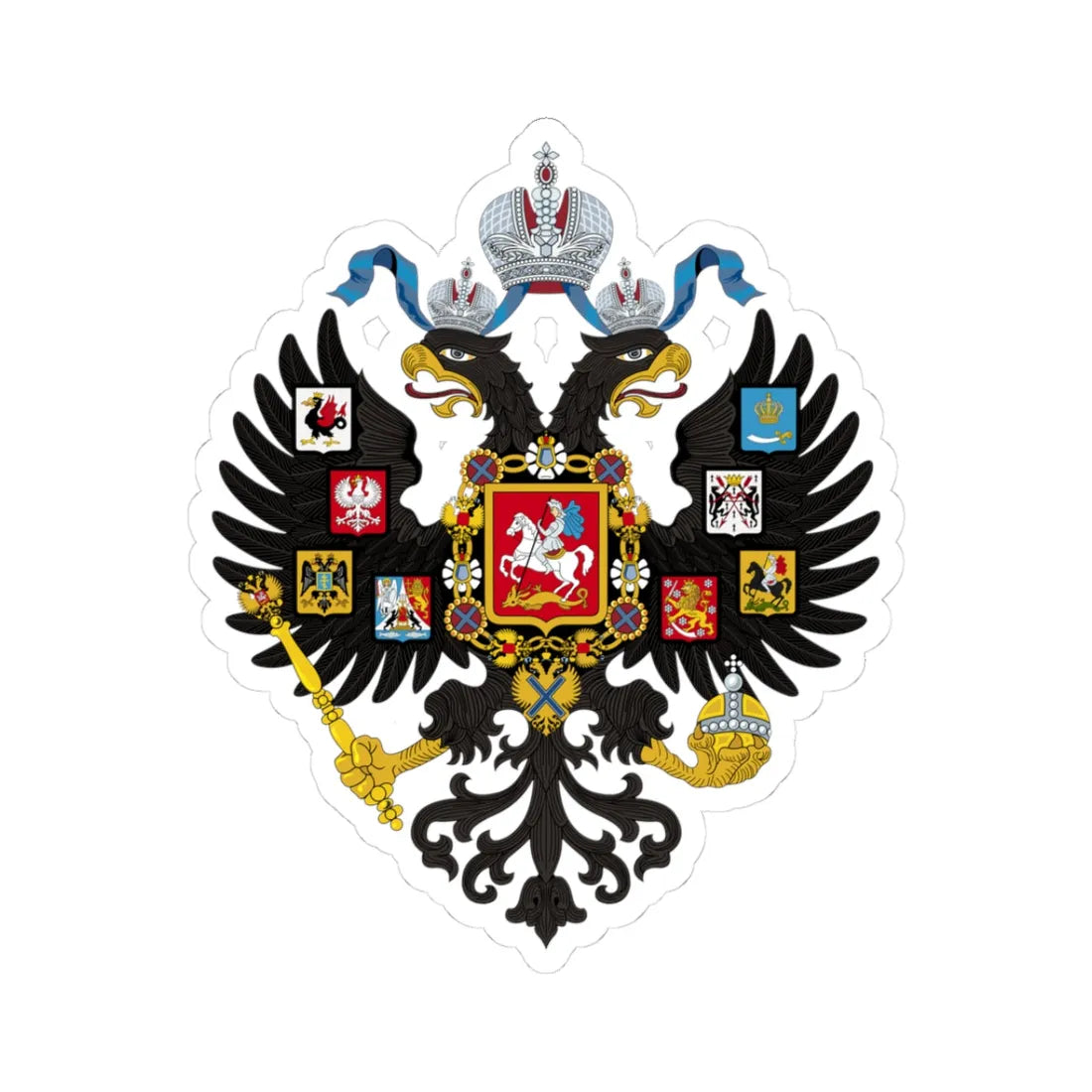 Lesser coat of arms of the Russian Empire (Russia) (Coat of Arms) STICKER Vinyl Kiss-Cut Decal 3 Inch White - The Sticker Space