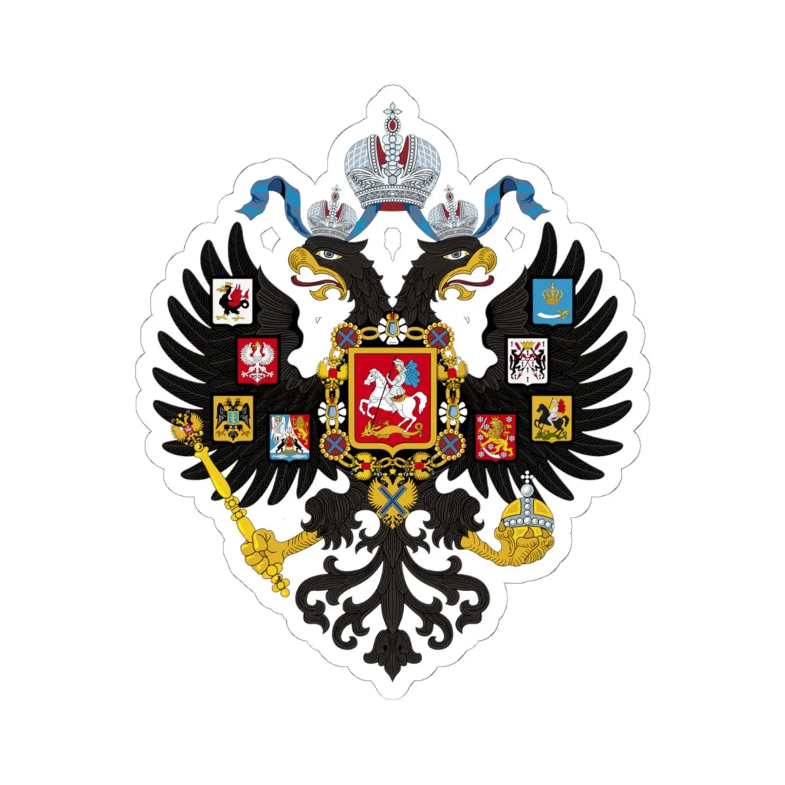 Lesser coat of arms of the Russian Empire (Russia) (Coat of Arms) STICKER Vinyl Kiss-Cut Decal 6 Inch White - The Sticker Space