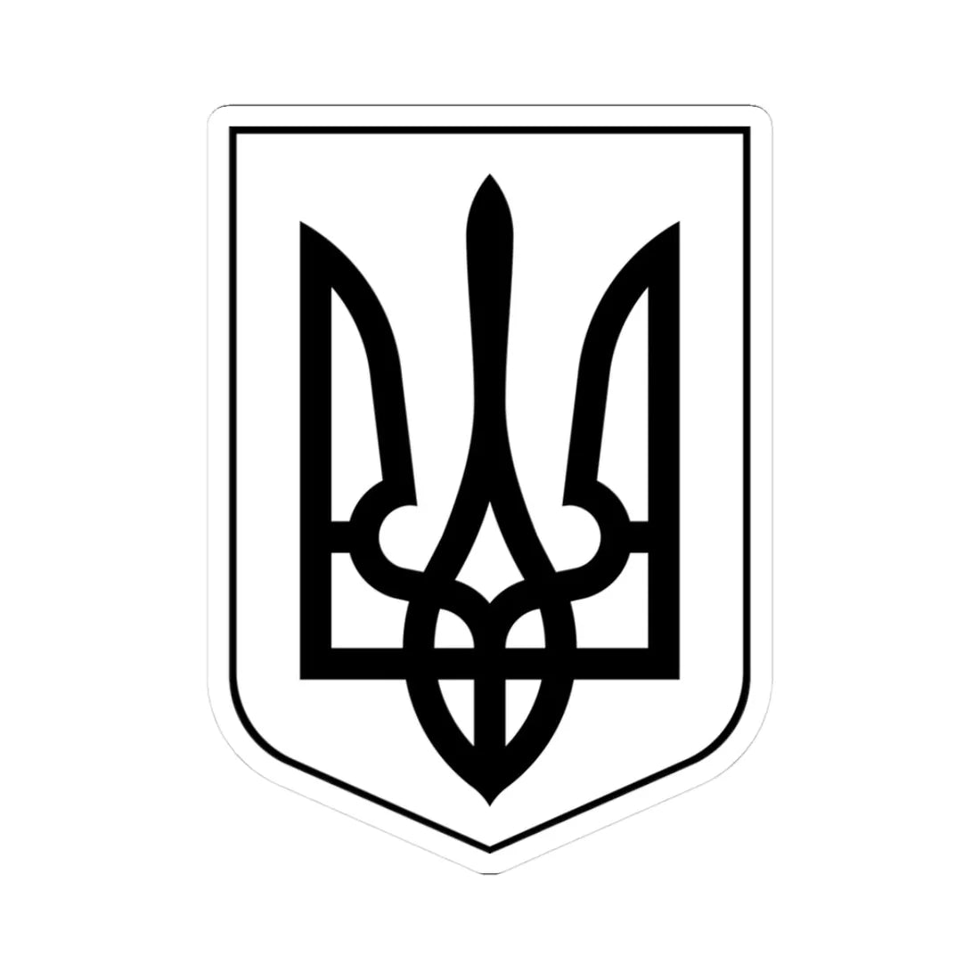 Lesser Coat of Arms of Ukraine bw (Ukraine) (Coat of Arms) STICKER Vinyl Kiss-Cut Decal 3 Inch White - The Sticker Space