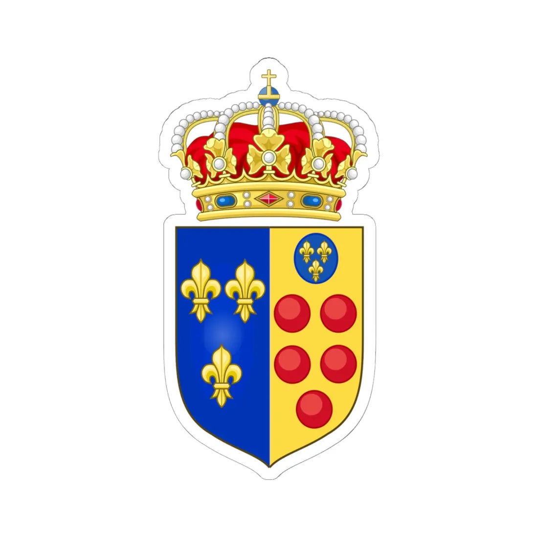 Lesser crowned Arms of Etruria (Italy) (Coat of Arms) STICKER Vinyl Kiss-Cut Decal 6 Inch White - The Sticker Space