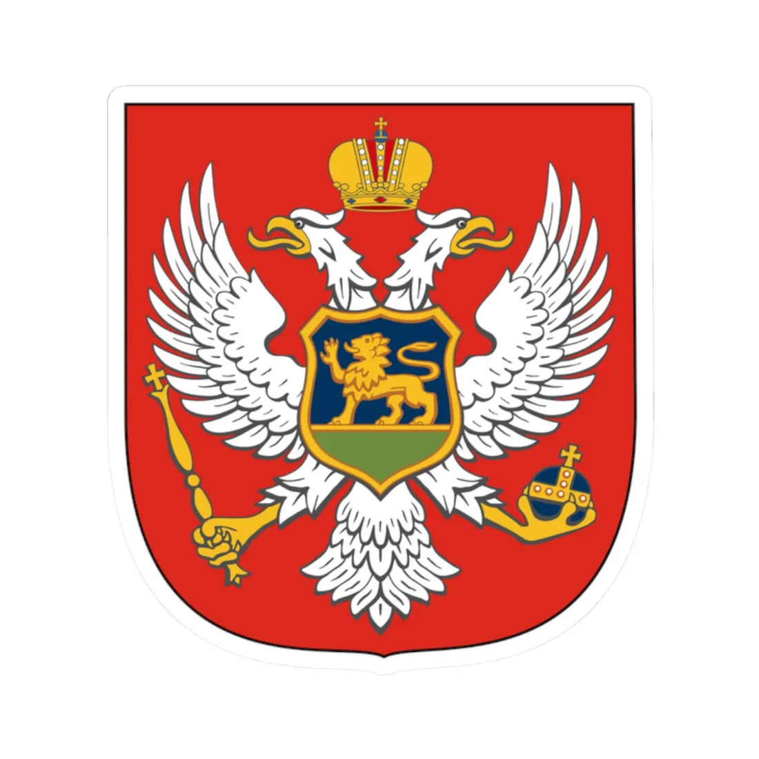 Lesser Royal Arms of Montenegro (Montenegro) (Coat of Arms) STICKER Vinyl Kiss-Cut Decal 2 Inch White - The Sticker Space