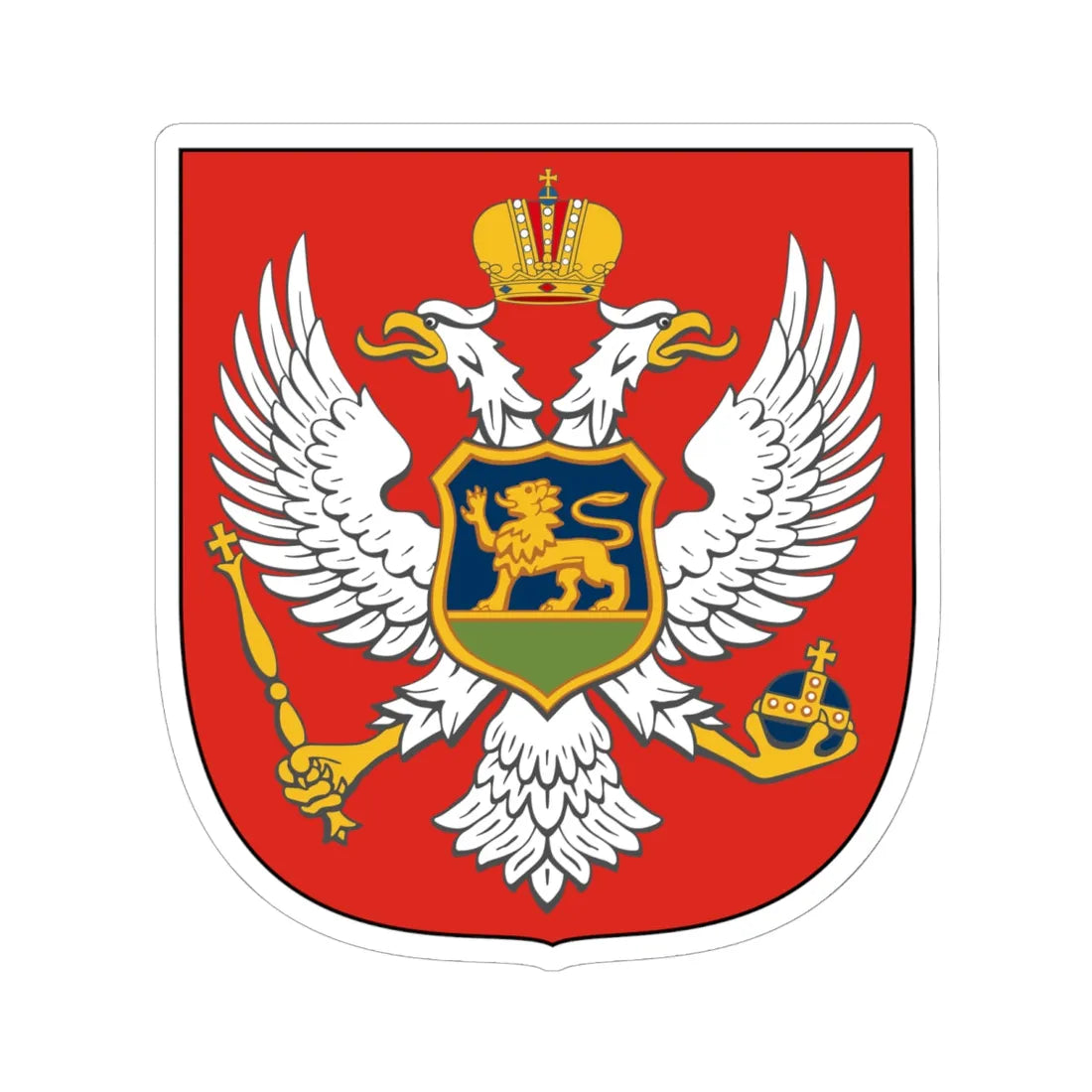 Lesser Royal Arms of Montenegro (Montenegro) (Coat of Arms) STICKER Vinyl Kiss-Cut Decal 6 Inch White - The Sticker Space