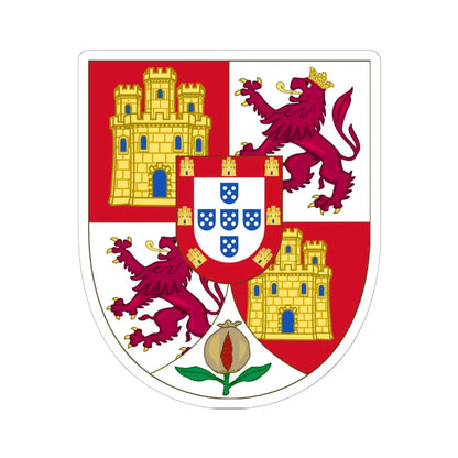 Lesser Royal Arms of Spanish Monarch Portuguese Inescutcheon (Spain) (Coat of Arms) STICKER Vinyl Kiss-Cut Decal 6 Inch White - The Sticker Space