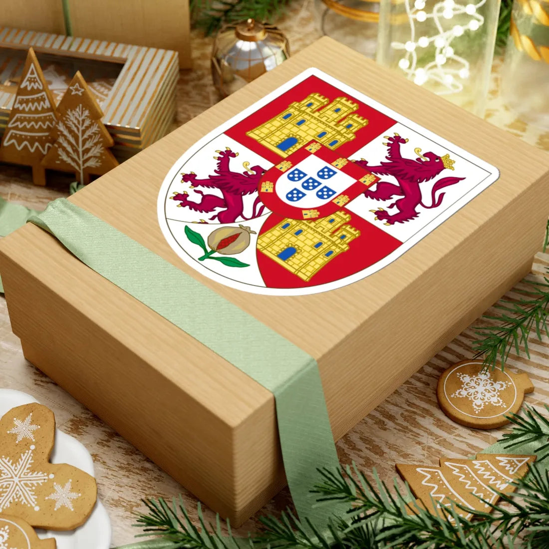 Lesser Royal Arms of Spanish Monarch Portuguese Inescutcheon (Spain) (Coat of Arms) STICKER Vinyl Kiss-Cut Decal - The Sticker Space